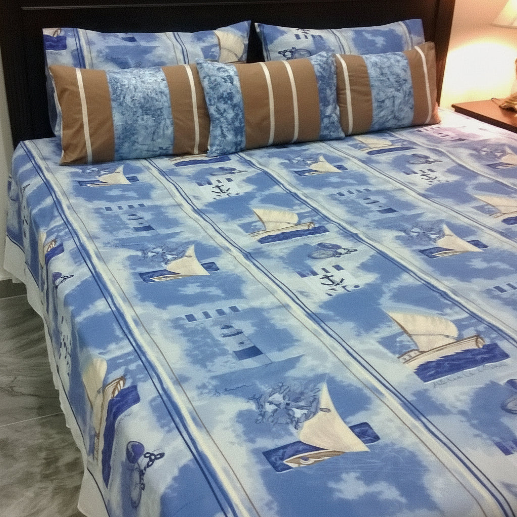 6-Pcs Designer Printed Bed Sheet Set (King)