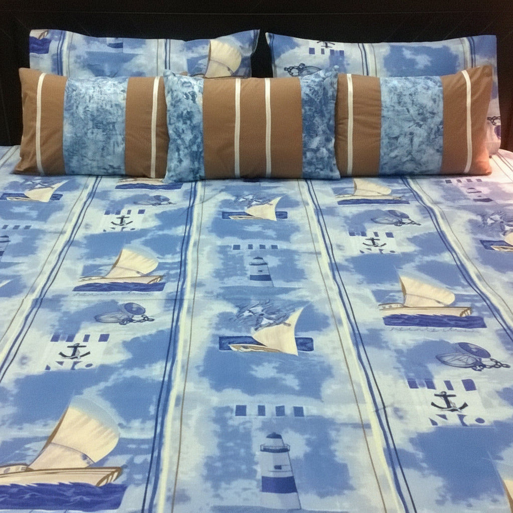 6-Pcs Designer Printed Bed Sheet Set (King)