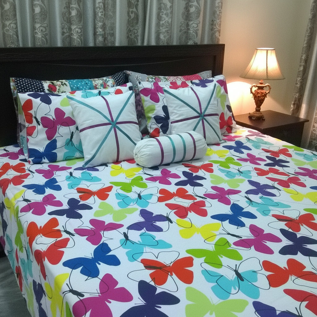 8-Pcs Designer Printed Bed Sheet Set (King)