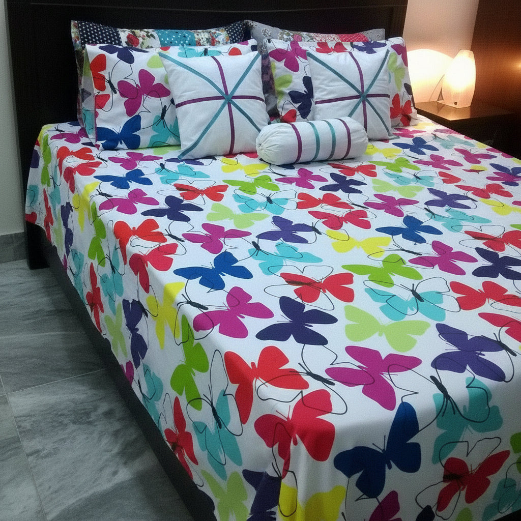 8-Pcs Designer Printed Bed Sheet Set (King)