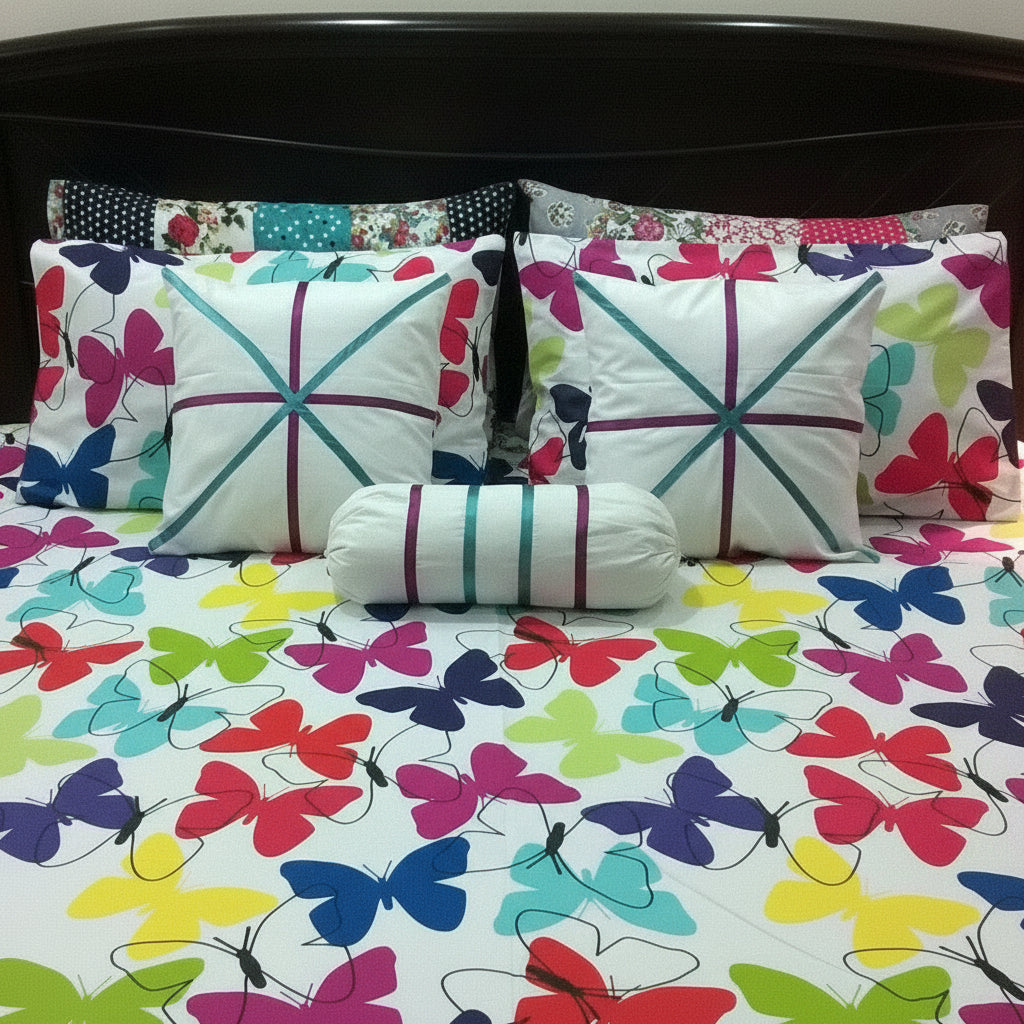 8-Pcs Designer Printed Bed Sheet Set (King)