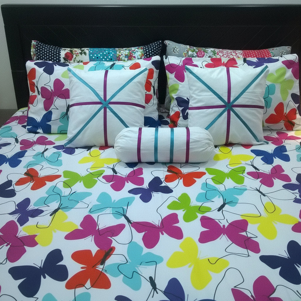 8-Pcs Designer Printed Bed Sheet Set (King)
