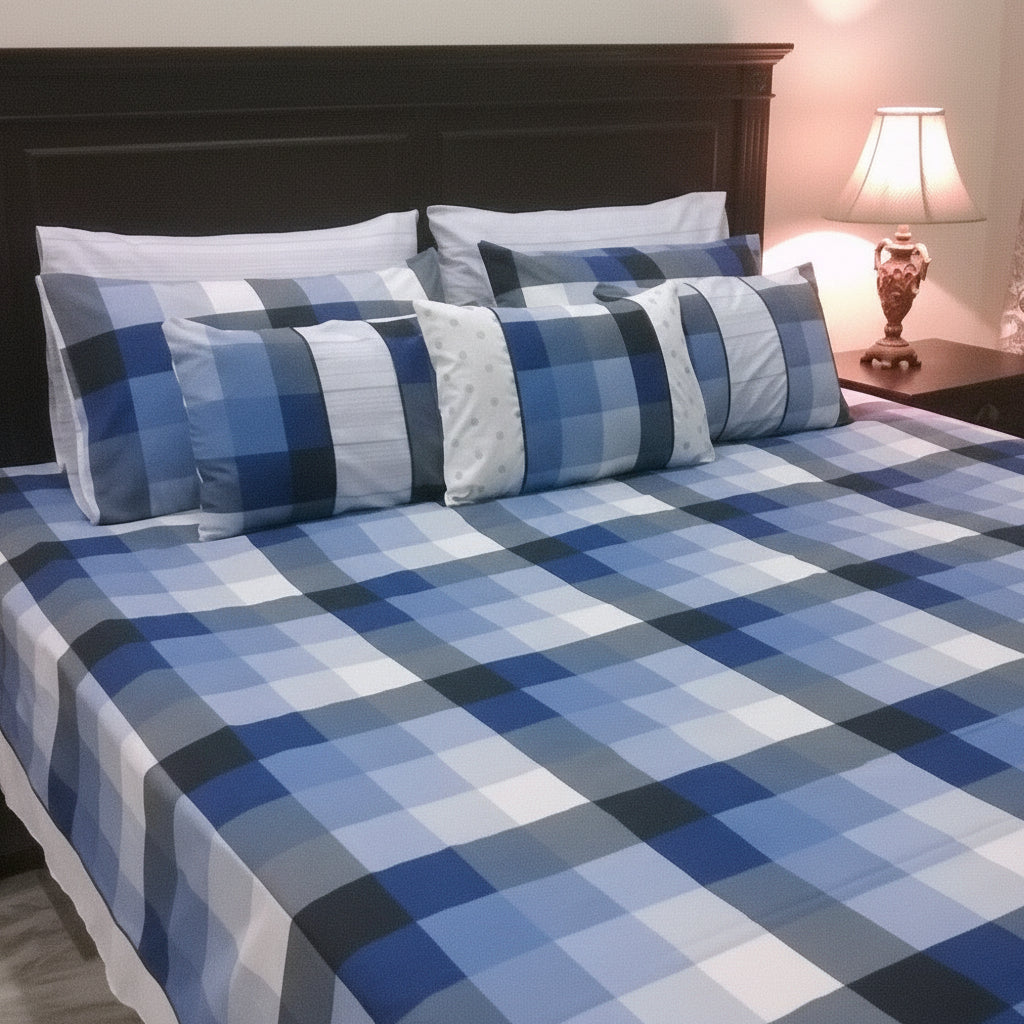 8-Pcs Designer Printed Bed Sheet Set (King)