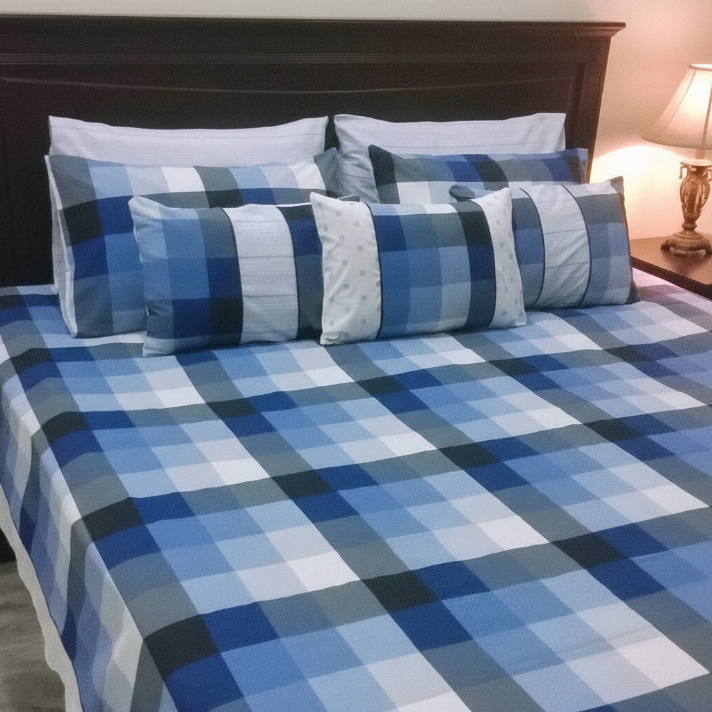 8-Pcs Designer Printed Bed Sheet Set (King)