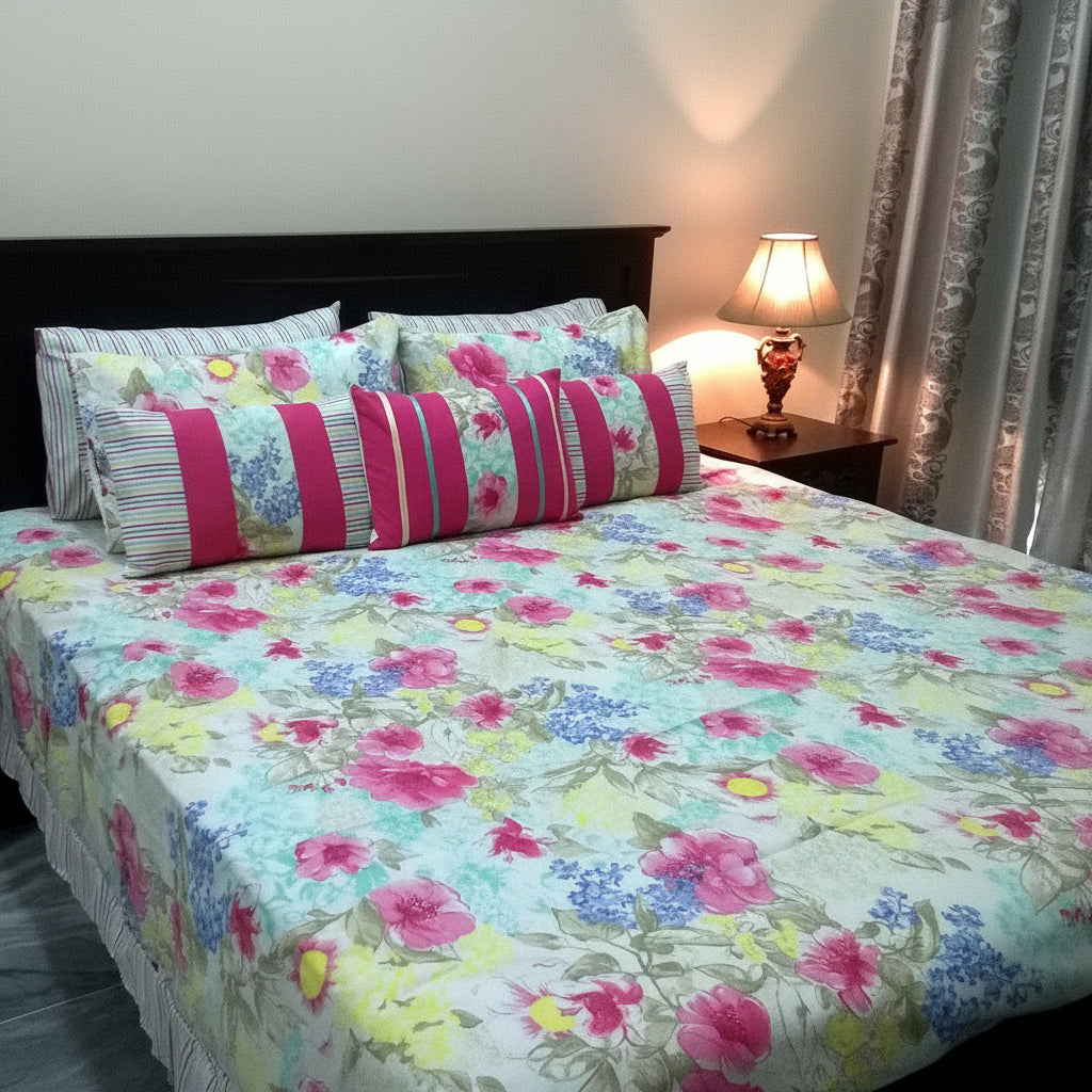 8-Pcs Designer Printed Bed Sheet Set (King)