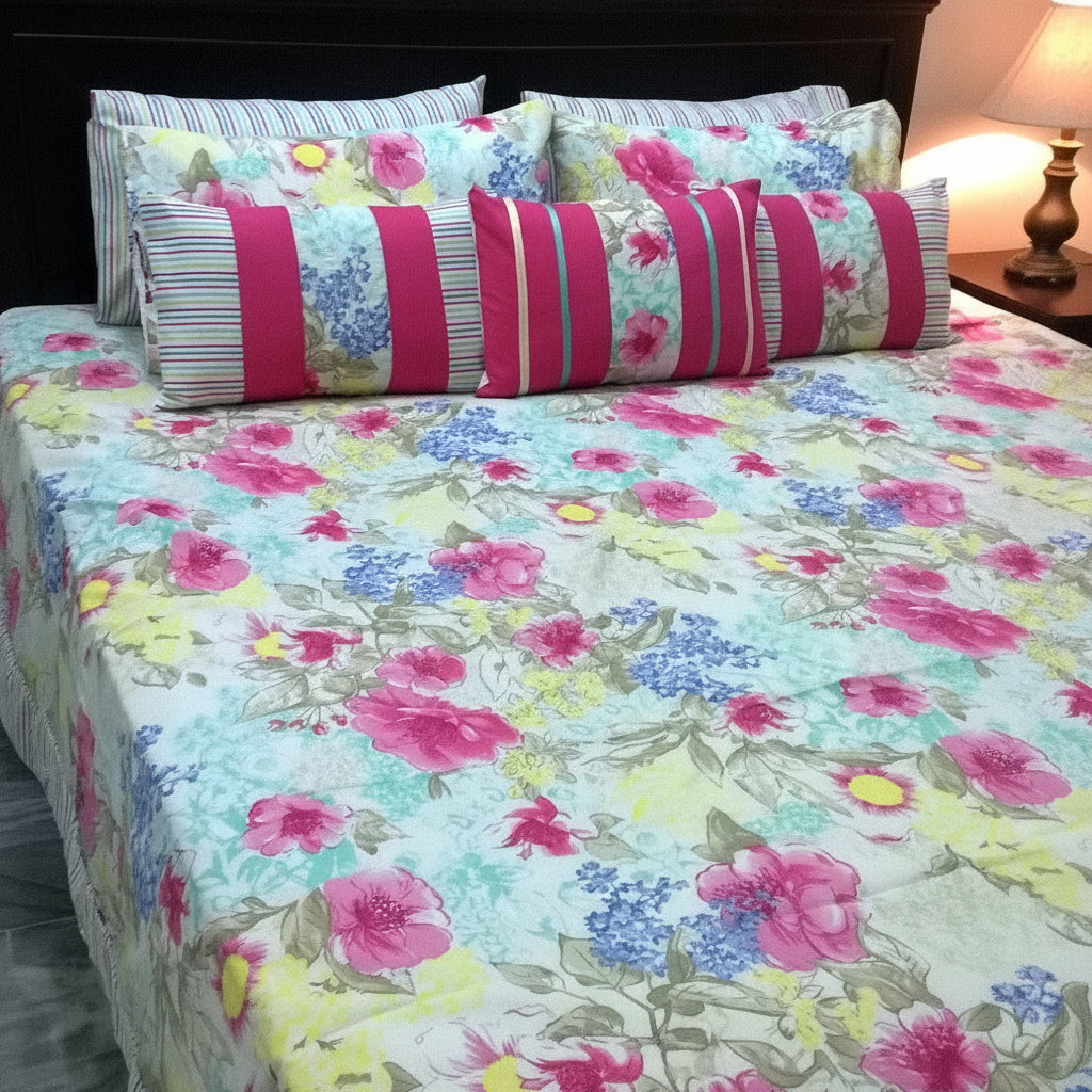 8-Pcs Designer Printed Bed Sheet Set (King)