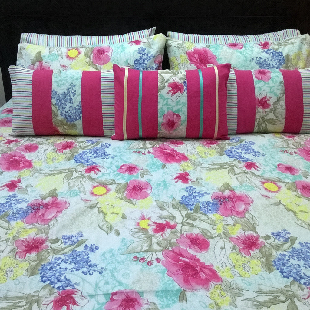 8-Pcs Designer Printed Bed Sheet Set (King)