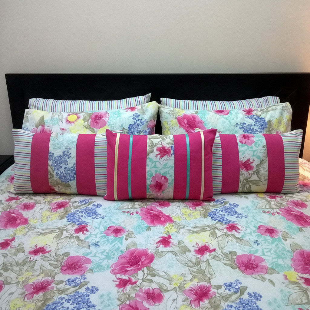 8-Pcs Designer Printed Bed Sheet Set (King)