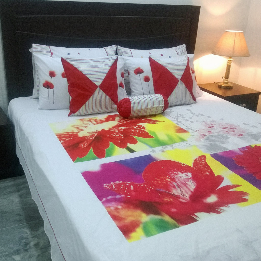 8-Pcs Designer Printed Bed Sheet Set (King)