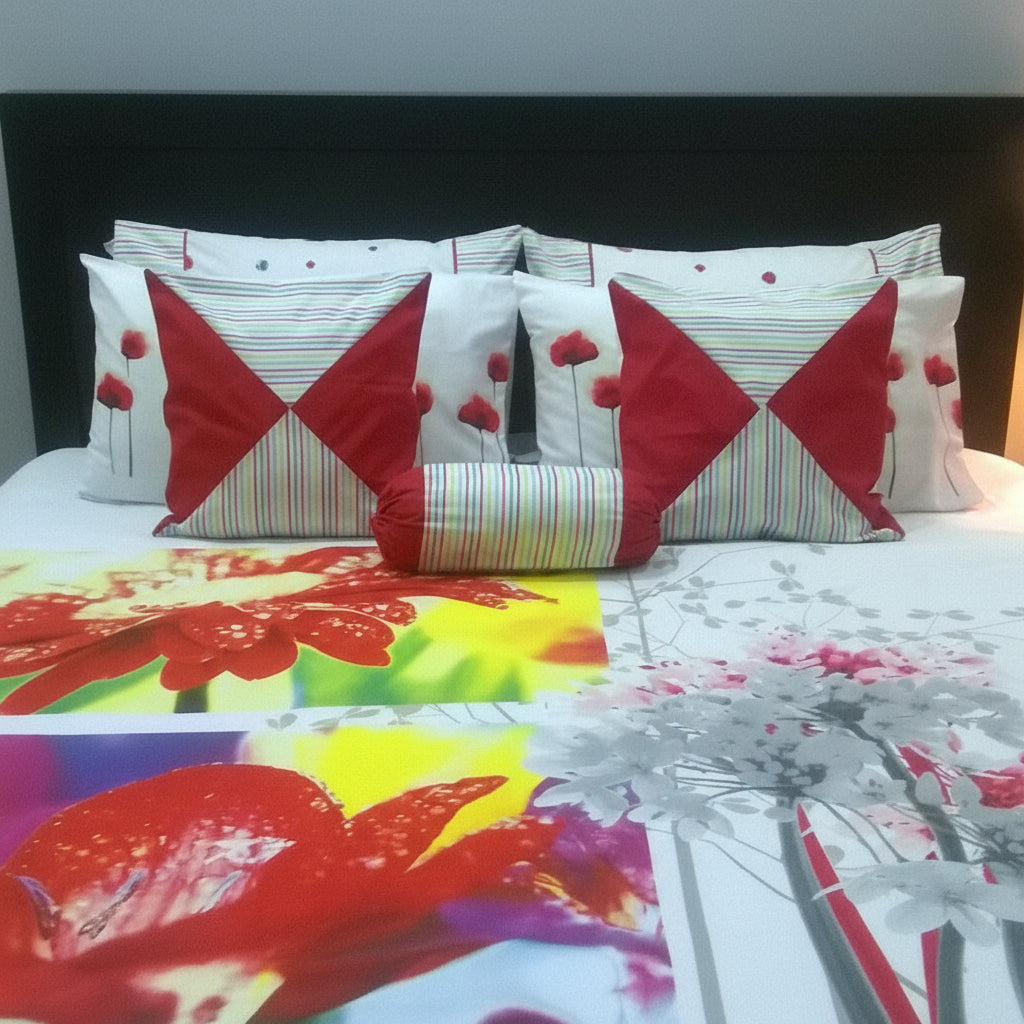 8-Pcs Designer Printed Bed Sheet Set (King)