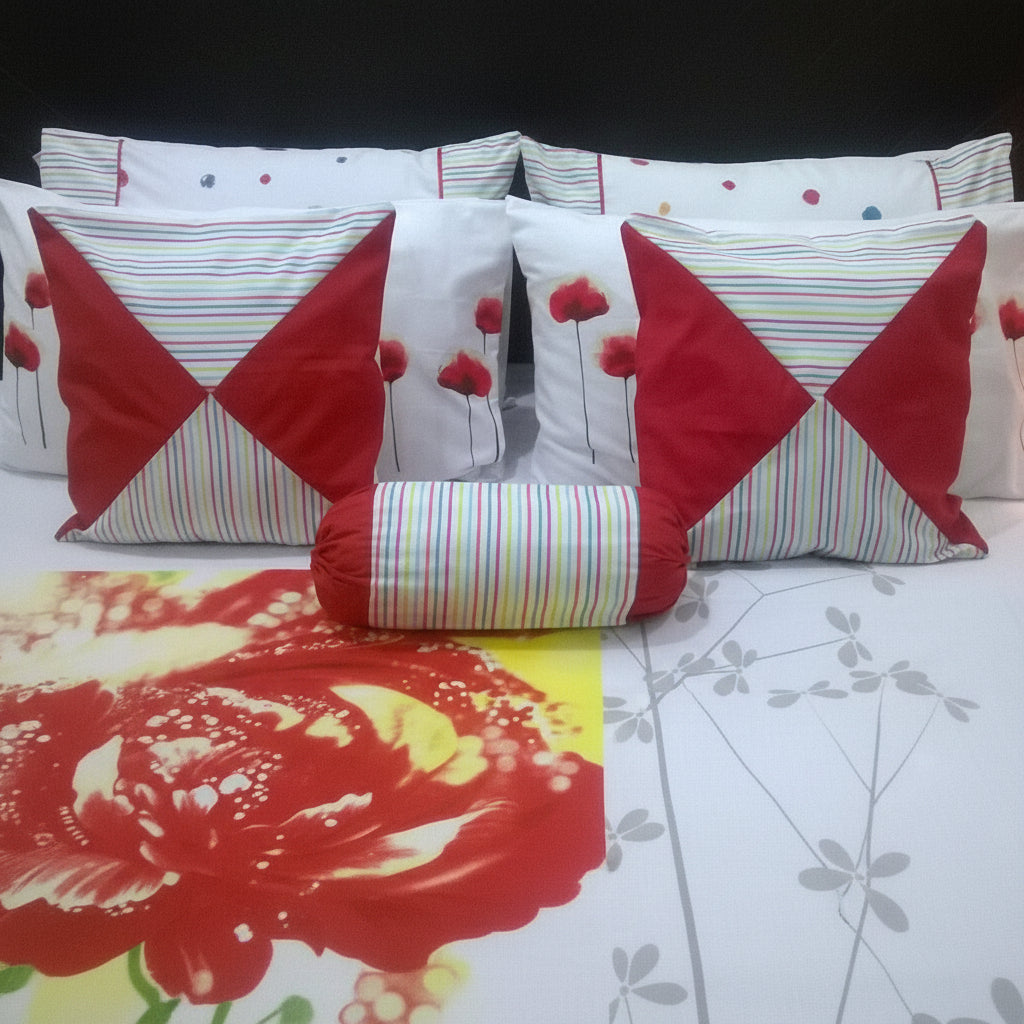 8-Pcs Designer Printed Bed Sheet Set (King)