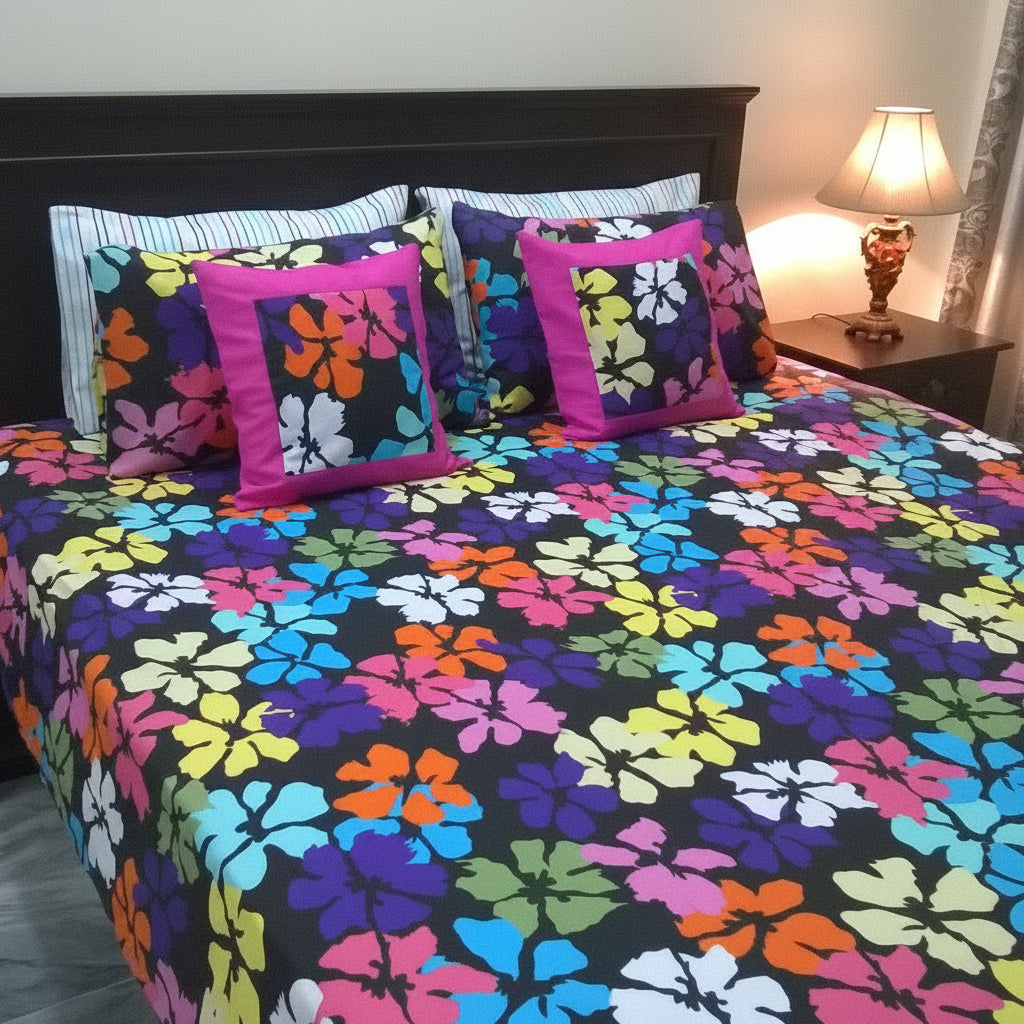 7-Pcs Designer Printed Bed Sheet Set (King)