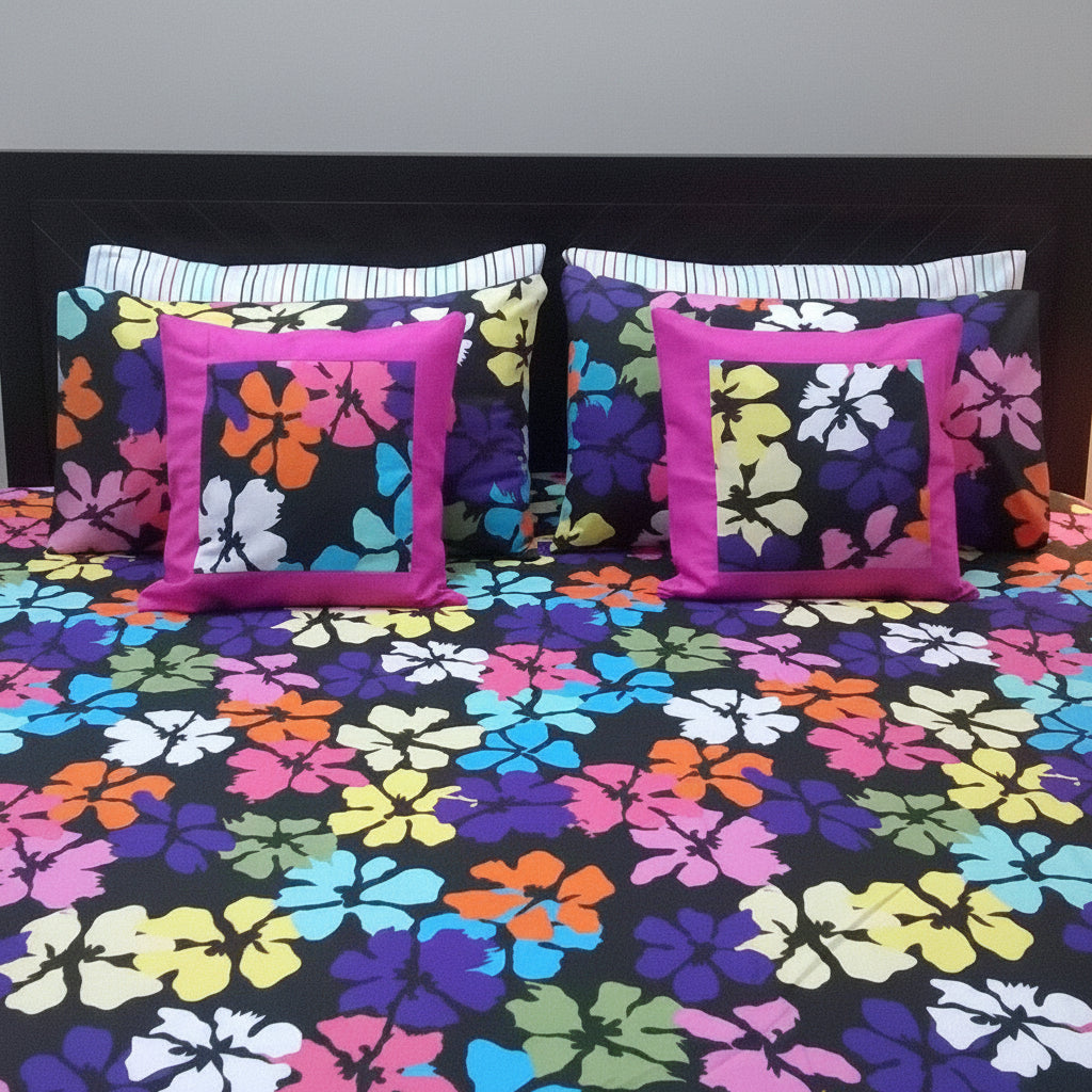 7-Pcs Designer Printed Bed Sheet Set (King)