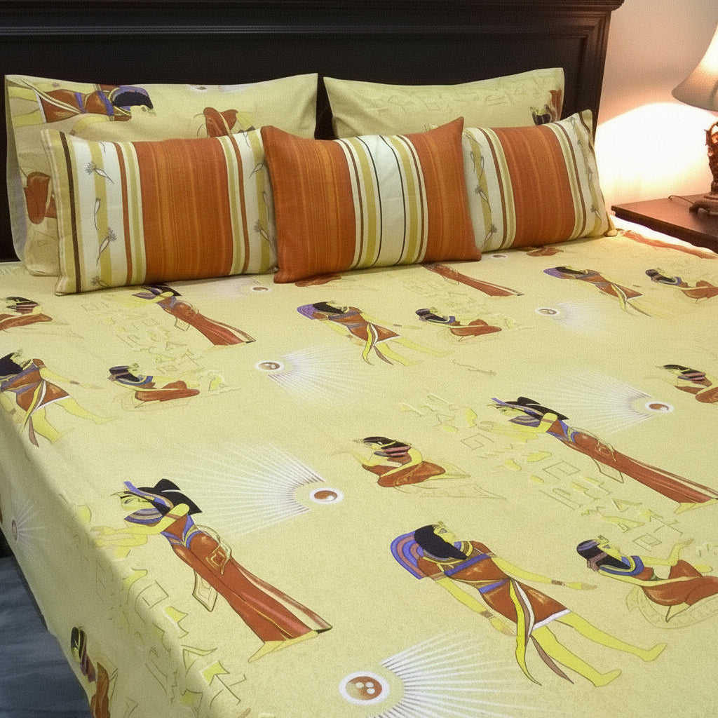 6-Pcs Designer Printed Bed Sheet Set (King)