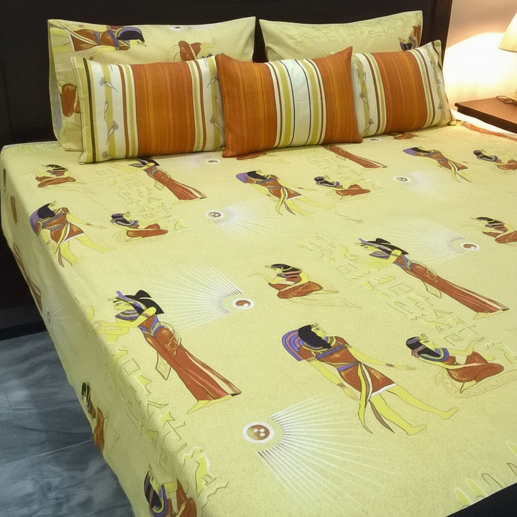 6-Pcs Designer Printed Bed Sheet Set (King)