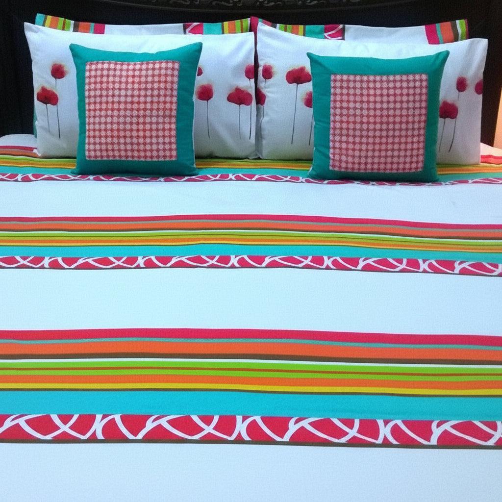 7-Pcs Designer Printed Bed Sheet Set (King)