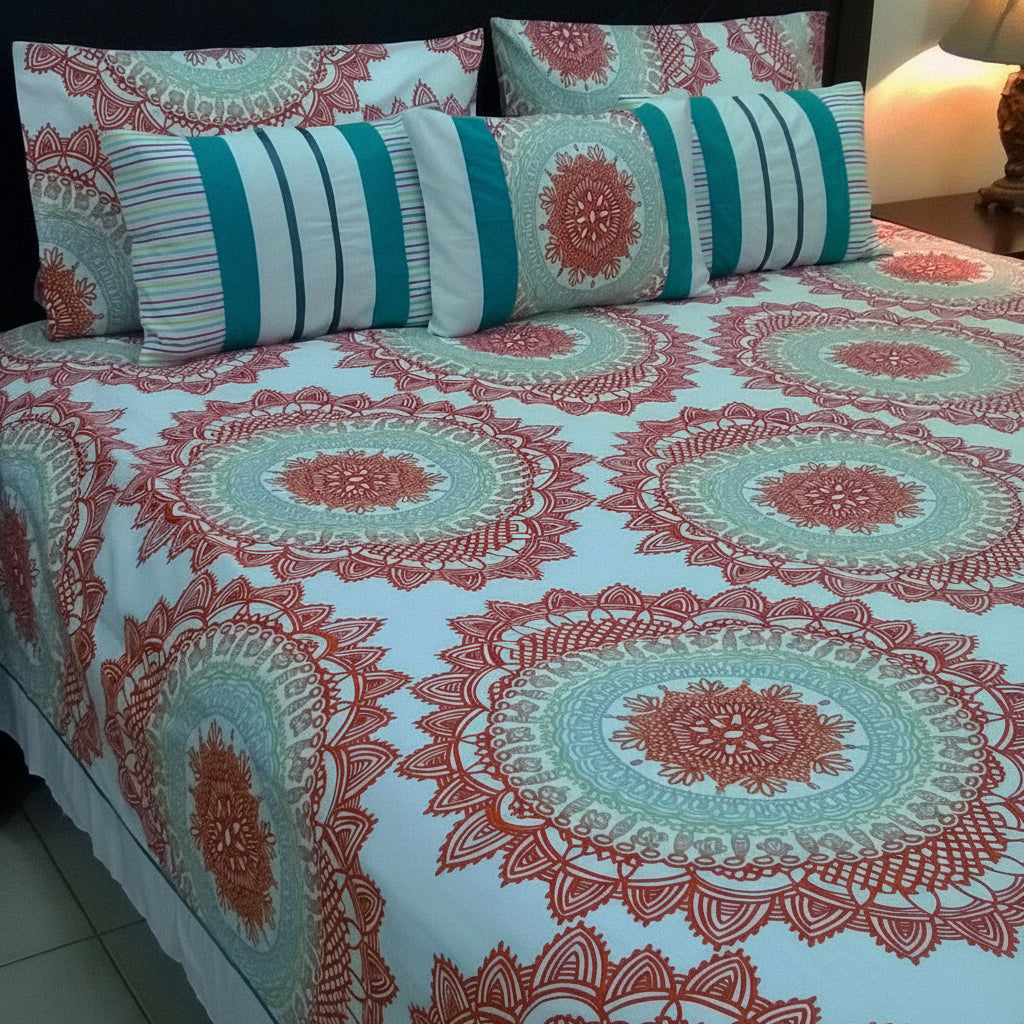 6-Pcs Designer Printed Bed Sheet Set (King)