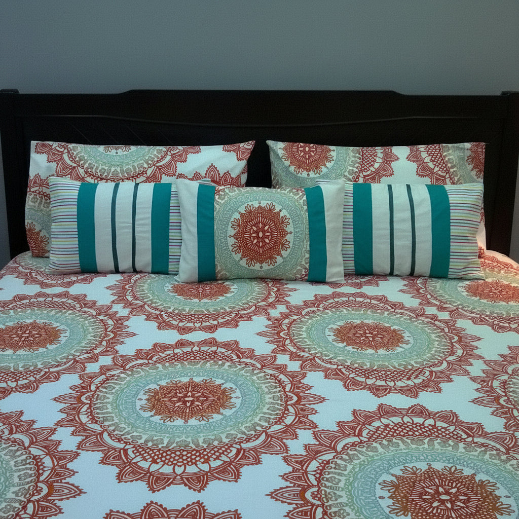 6-Pcs Designer Printed Bed Sheet Set (King)