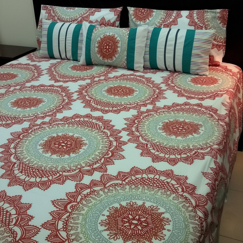 6-Pcs Designer Printed Bed Sheet Set (King)