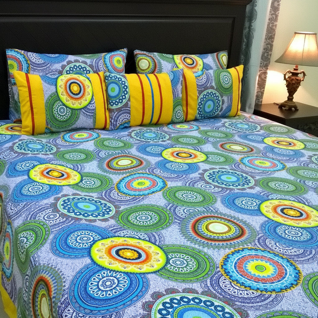 6-Pcs Designer Printed Bed Sheet Set (King)