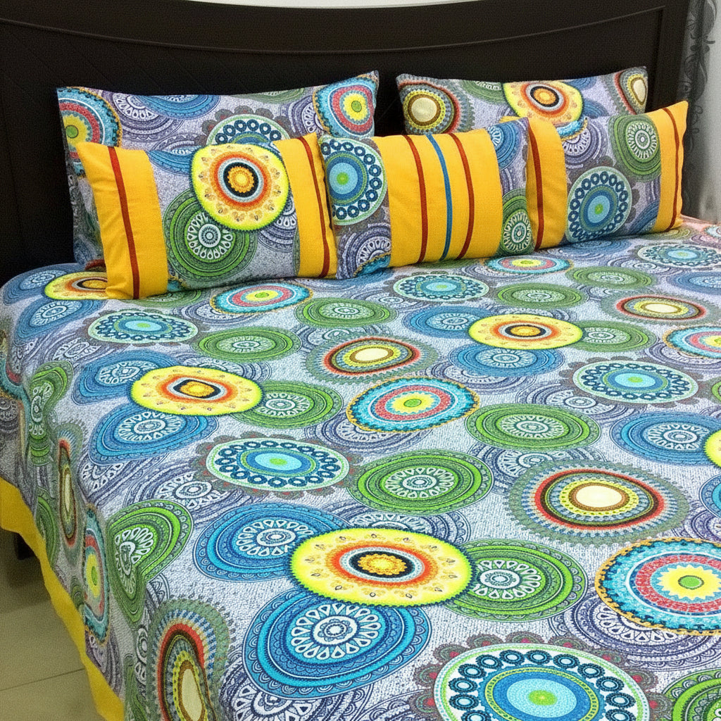 6-Pcs Designer Printed Bed Sheet Set (King)