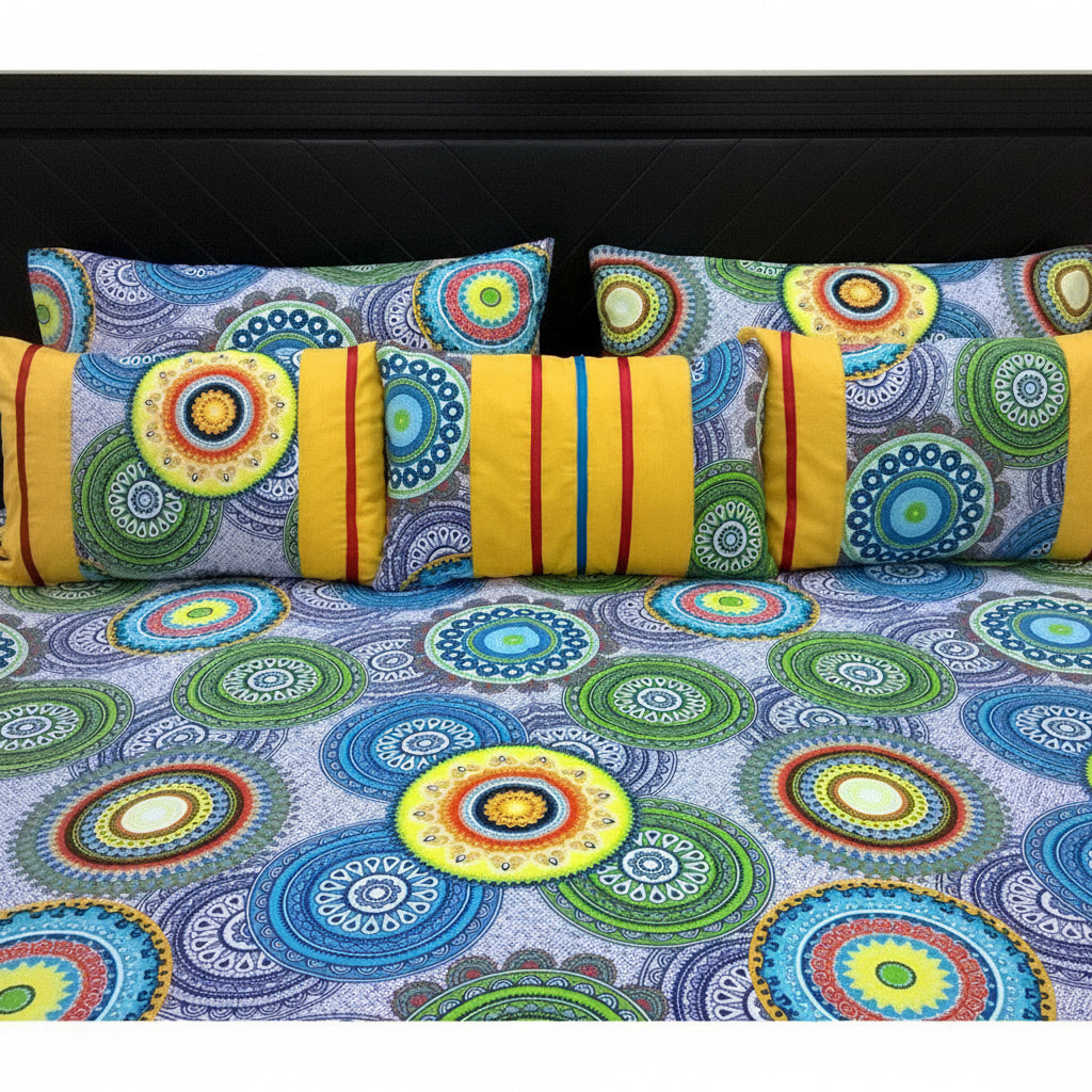6-Pcs Designer Printed Bed Sheet Set (King)