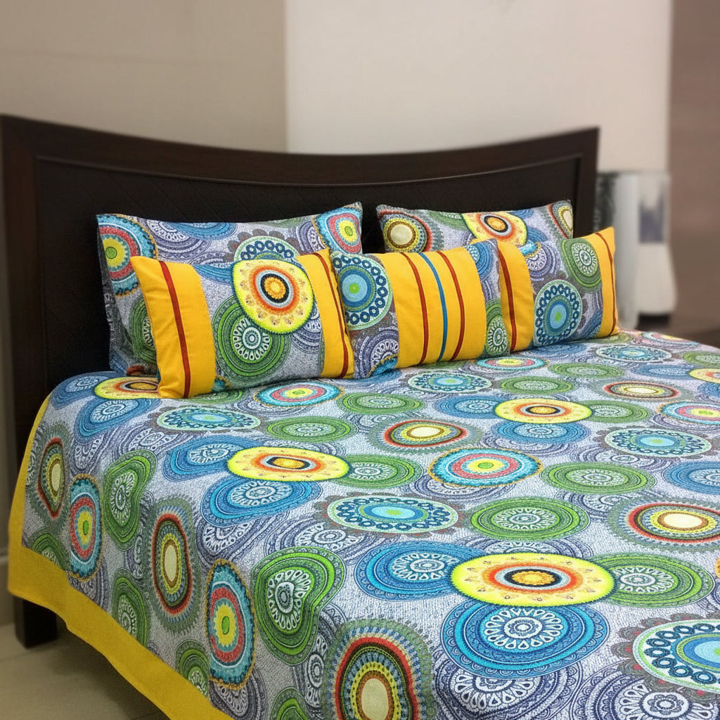 6-Pcs Designer Printed Bed Sheet Set (King)