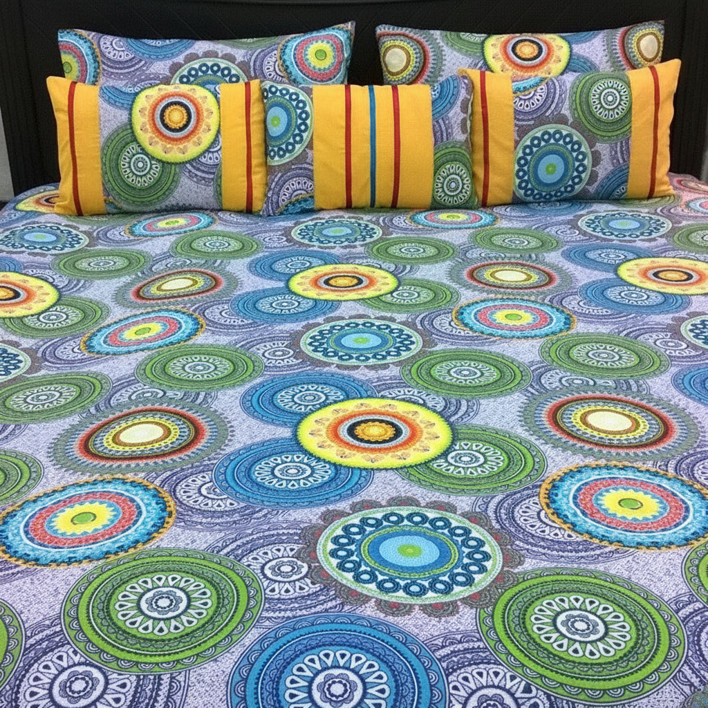 6-Pcs Designer Printed Bed Sheet Set (King)