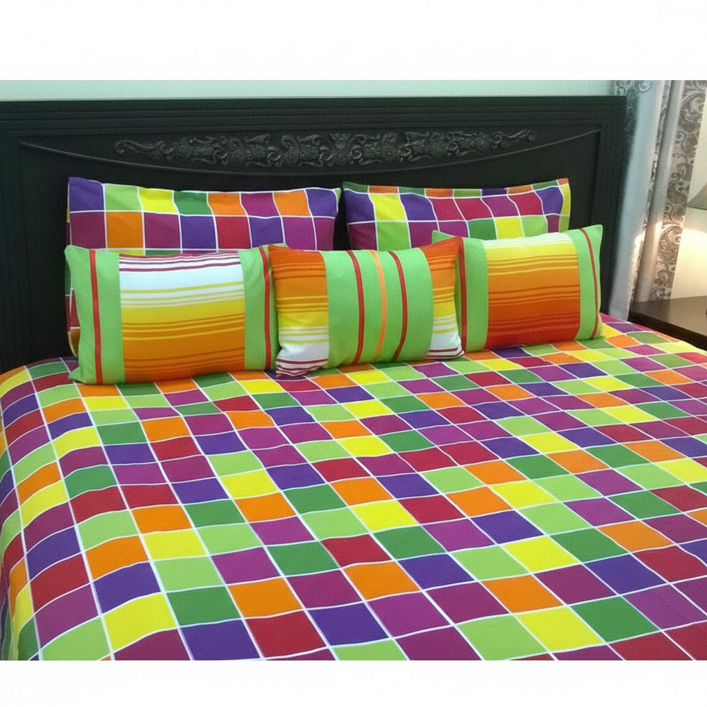 6-Pcs Designer Printed Bed Sheet Set (King)
