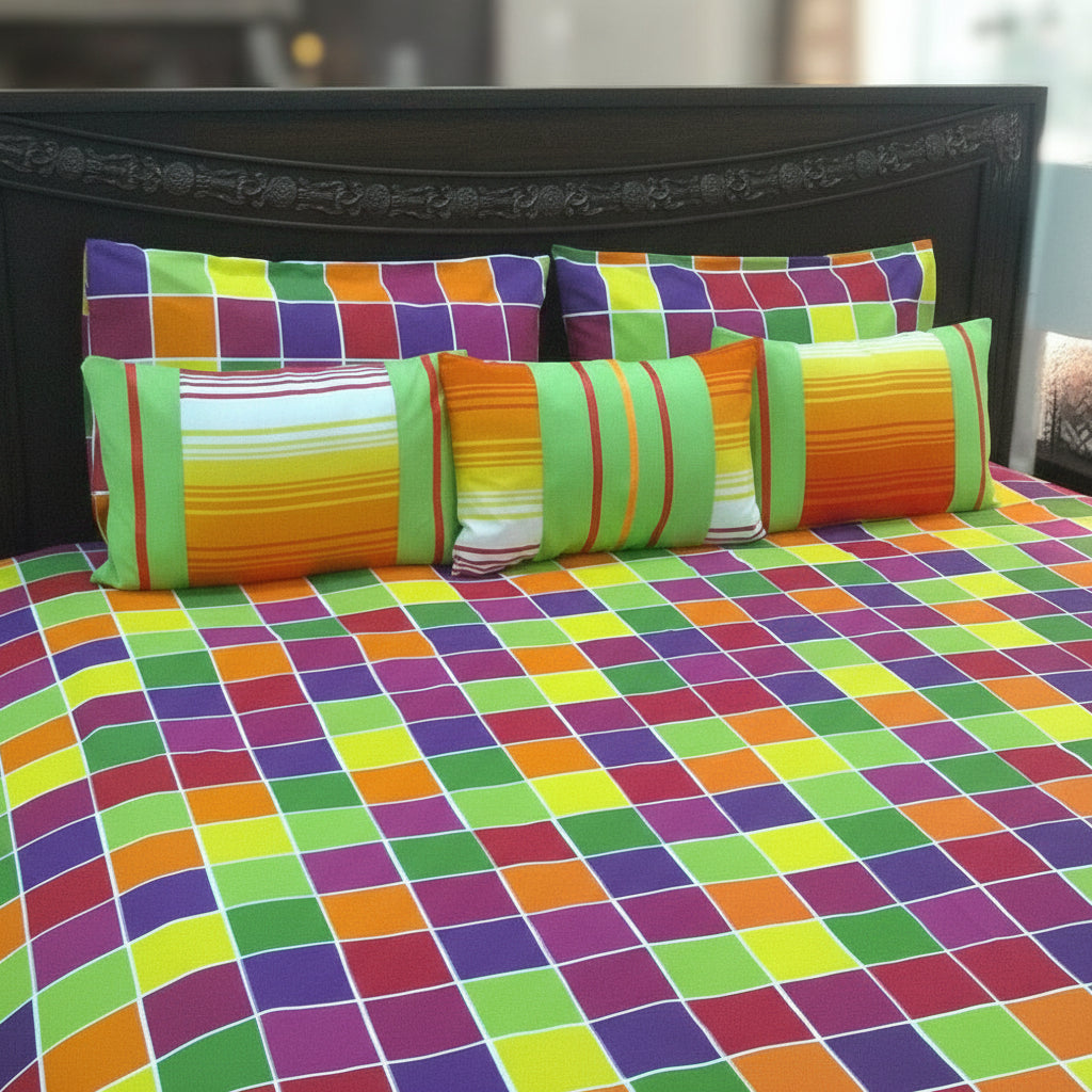 6-Pcs Designer Printed Bed Sheet Set (King)