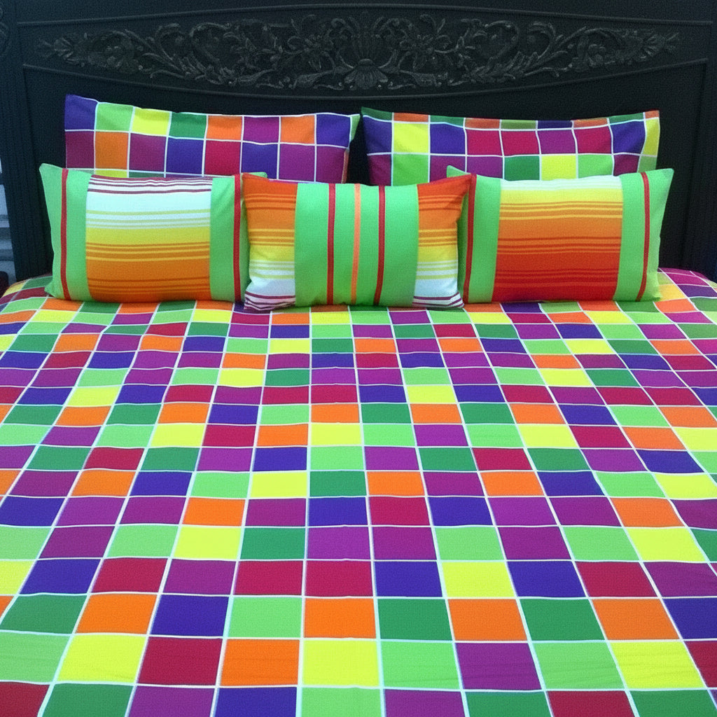 6-Pcs Designer Printed Bed Sheet Set (King)