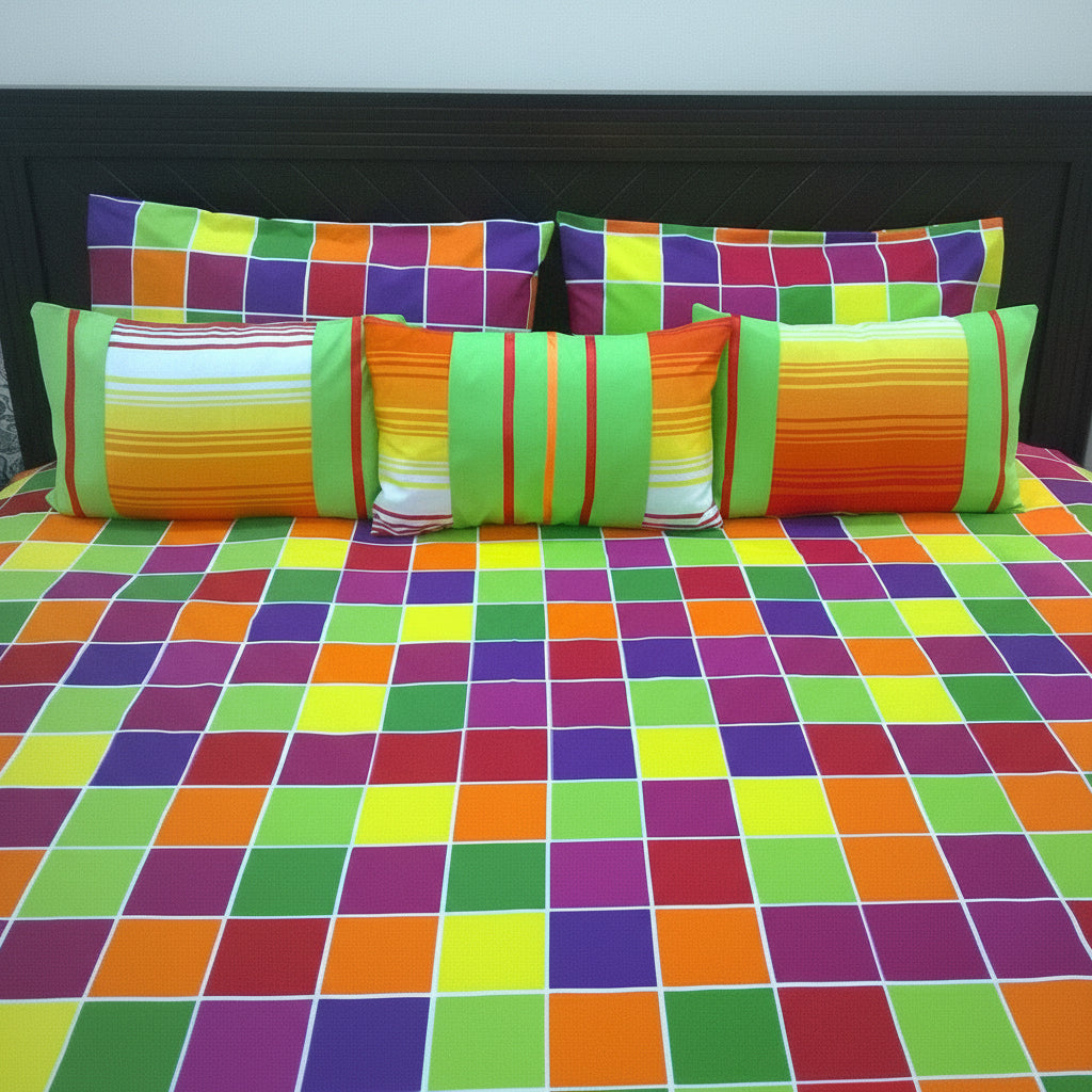 6-Pcs Designer Printed Bed Sheet Set (King)