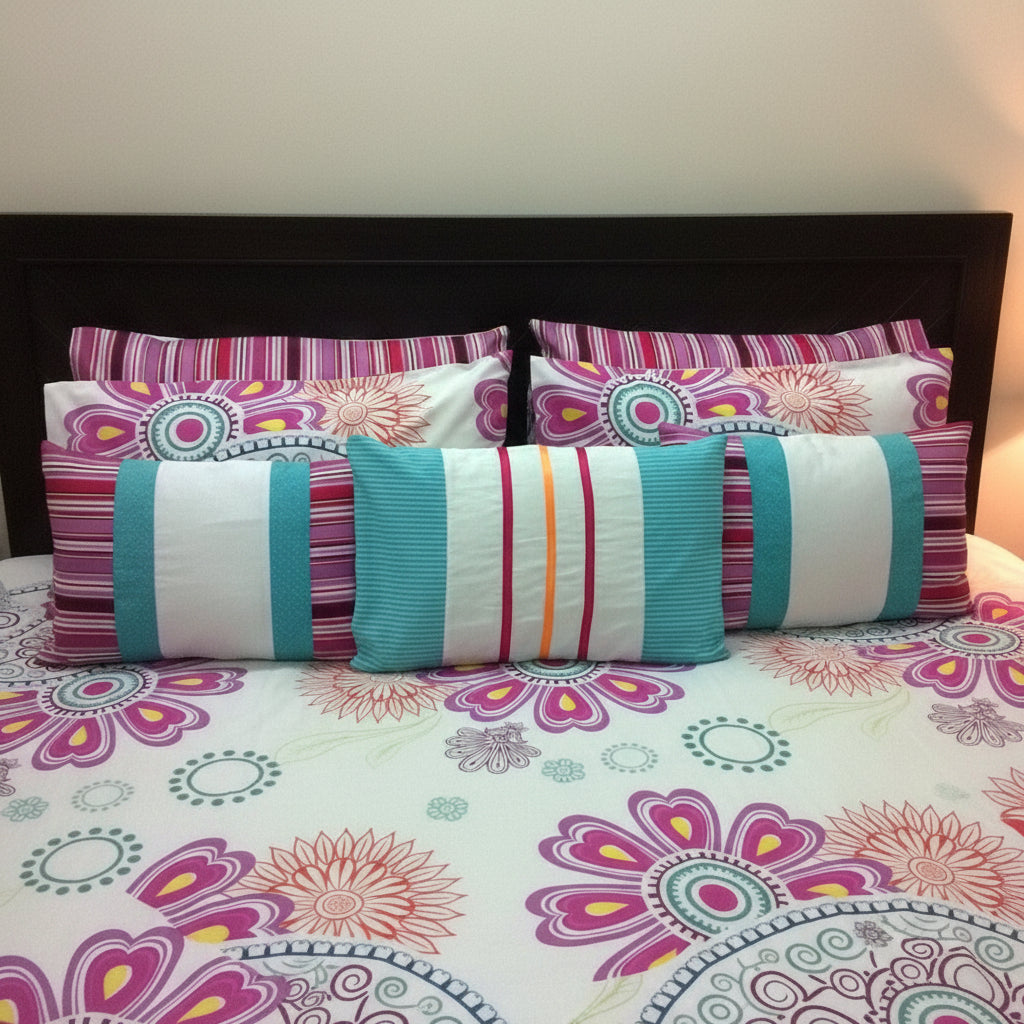 8-Pcs Designer Printed Bed Sheet Set (King)