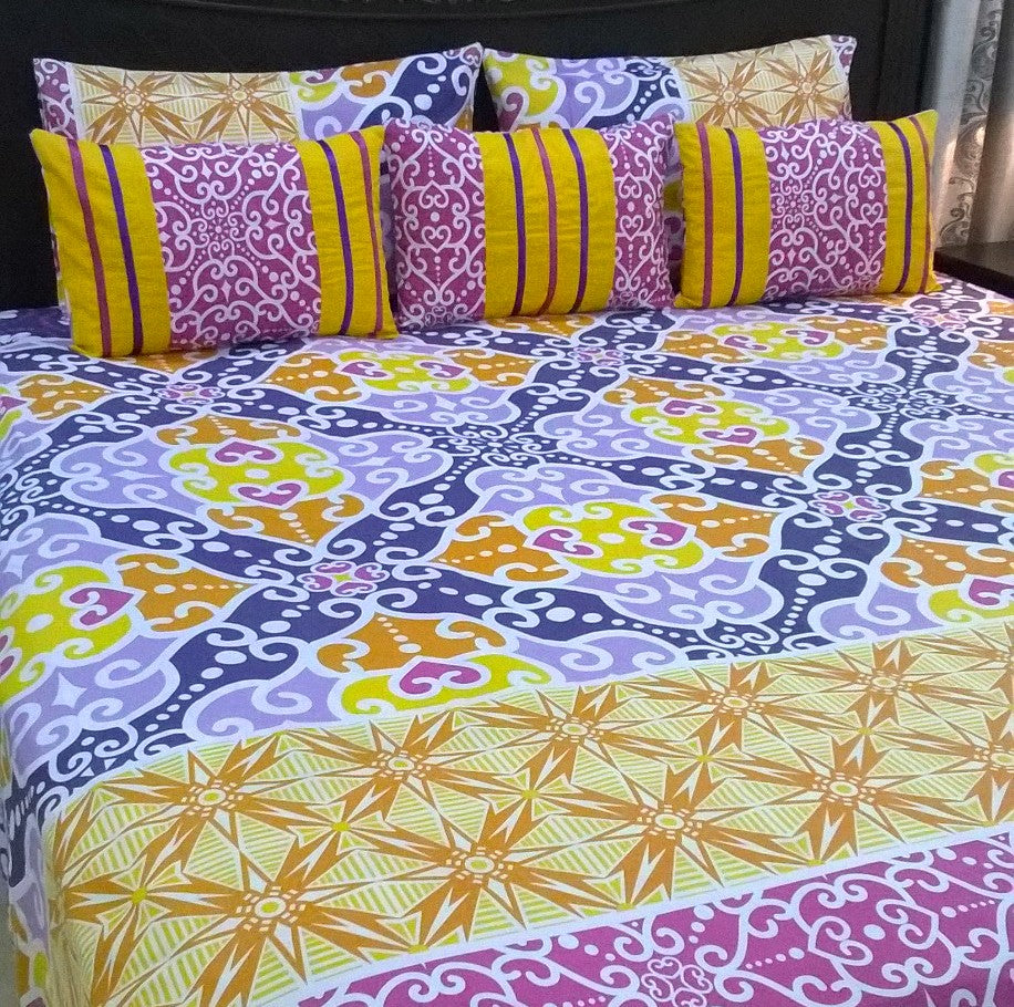 6-Pcs Designer Printed Bed Sheet Set (King)