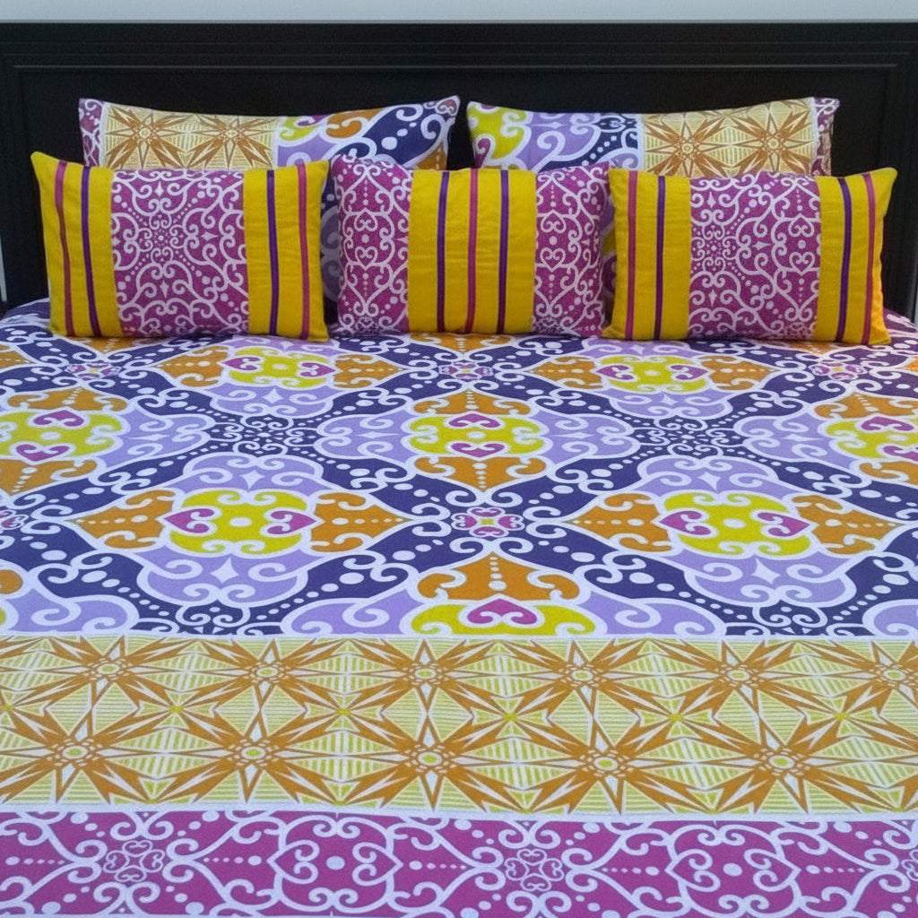 6-Pcs Designer Printed Bed Sheet Set (King)