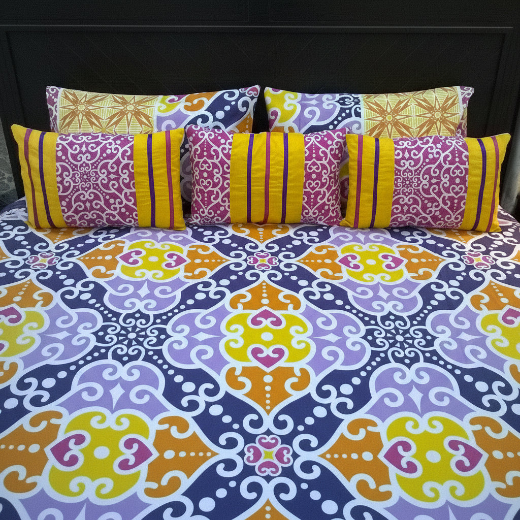 6-Pcs Designer Printed Bed Sheet Set (King)