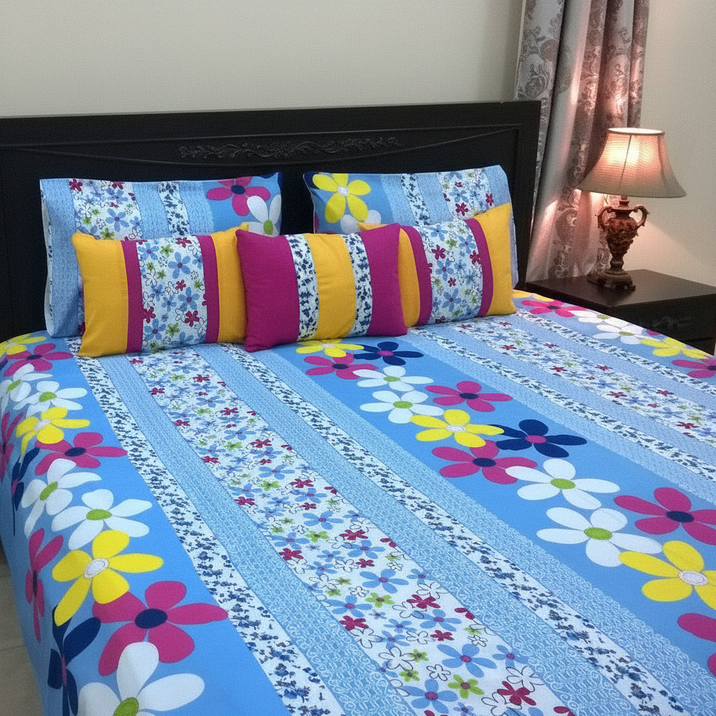 6-Pcs Designer Printed Bed Sheet Set (King)