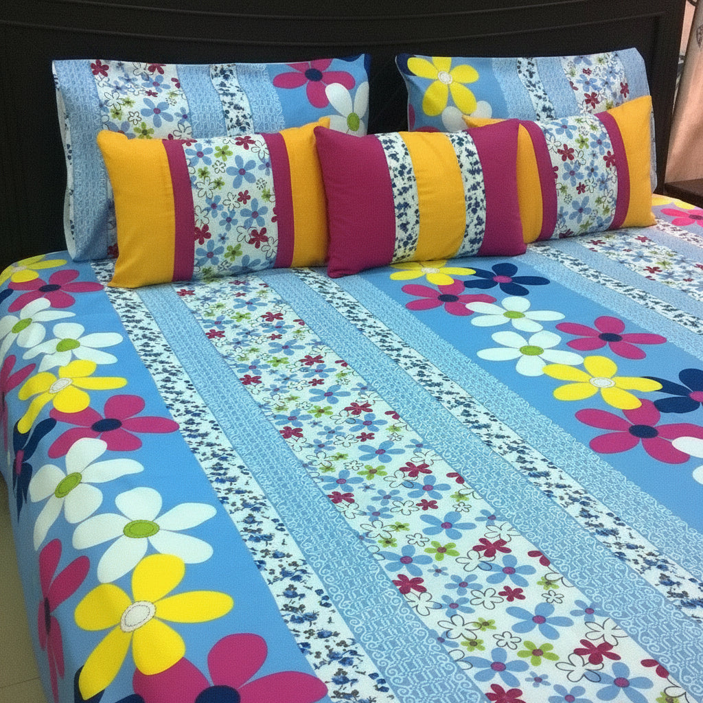 6-Pcs Designer Printed Bed Sheet Set (King)