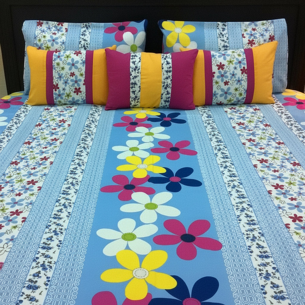 6-Pcs Designer Printed Bed Sheet Set (King)