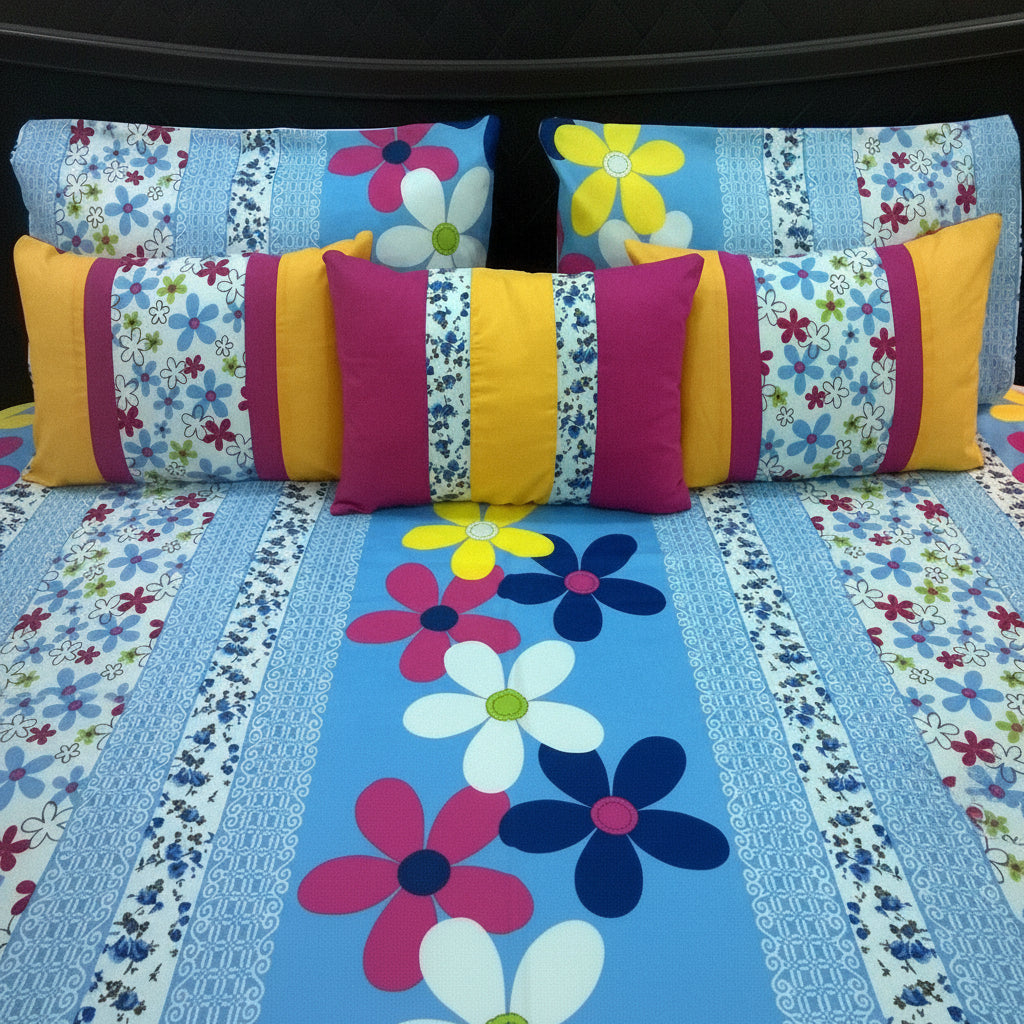 6-Pcs Designer Printed Bed Sheet Set (King)