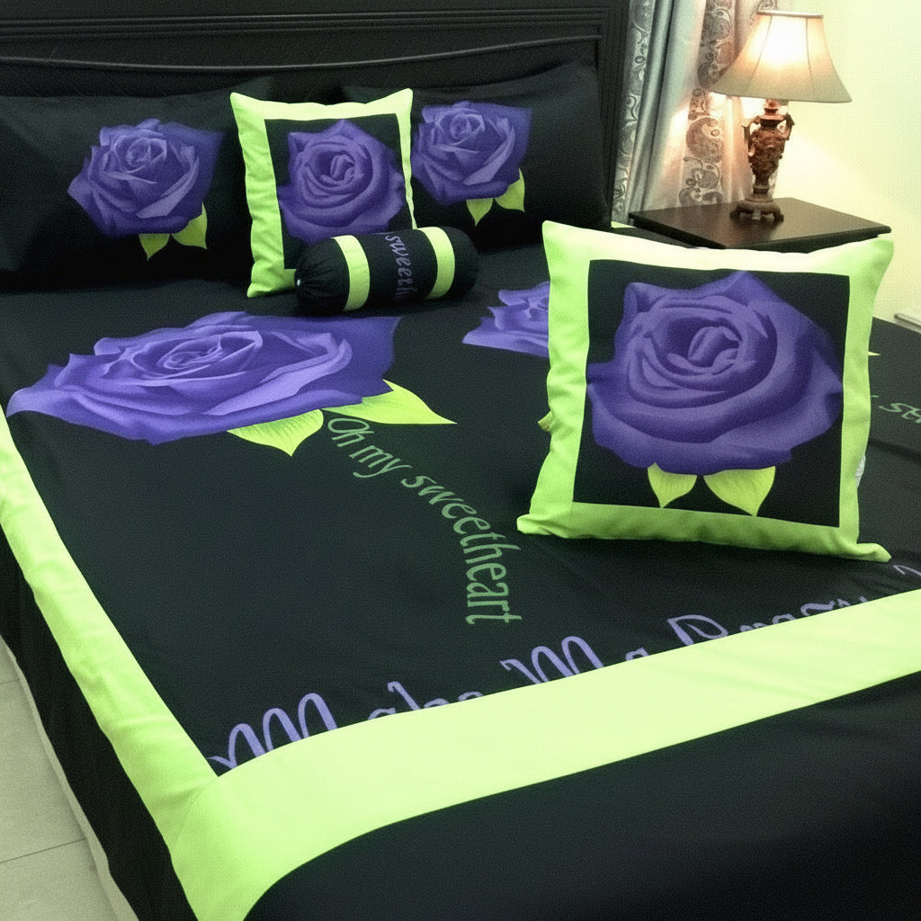 6-Pcs Designer Printed Bed Sheet Set (King)