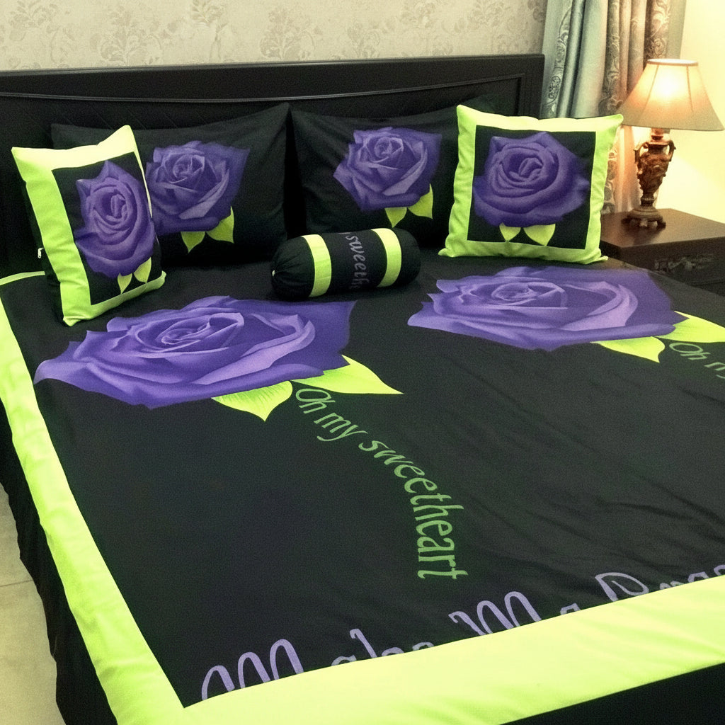 6-Pcs Designer Printed Bed Sheet Set (King)