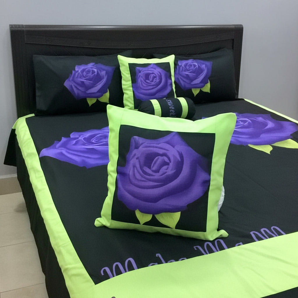 6-Pcs Designer Printed Bed Sheet Set (King)