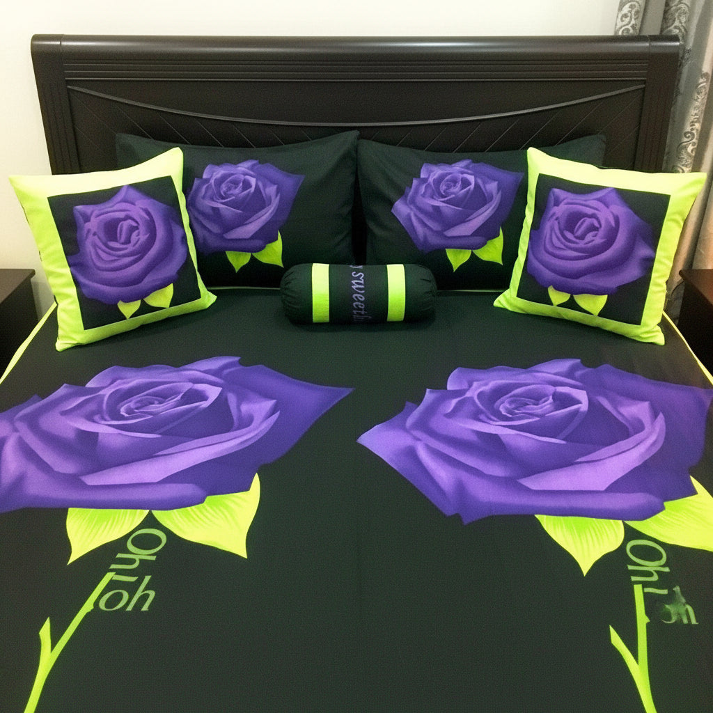 6-Pcs Designer Printed Bed Sheet Set (King)