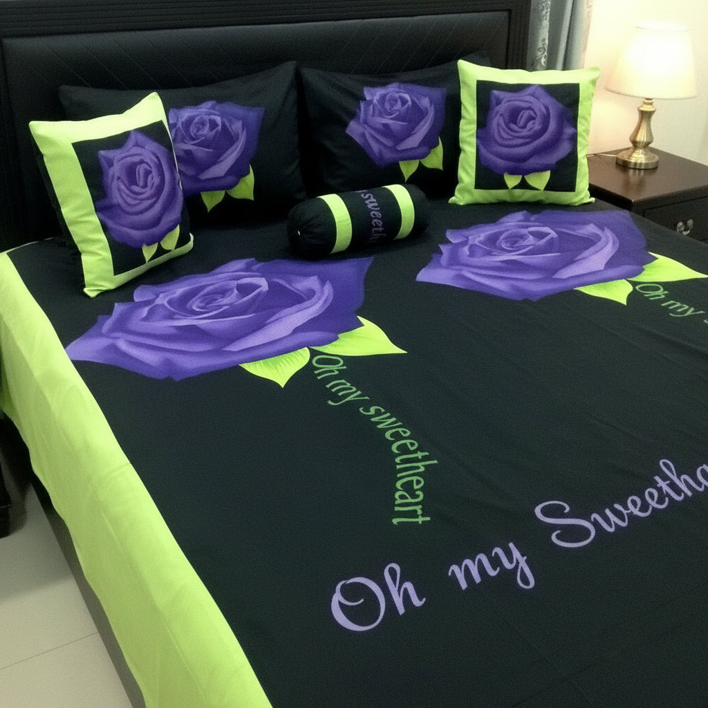 6-Pcs Designer Printed Bed Sheet Set (King)