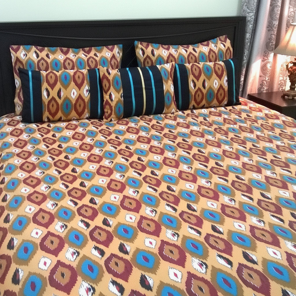 6-Pcs Designer Printed Bed Sheet Set (King)