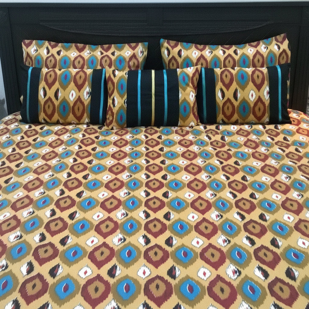 6-Pcs Designer Printed Bed Sheet Set (King)