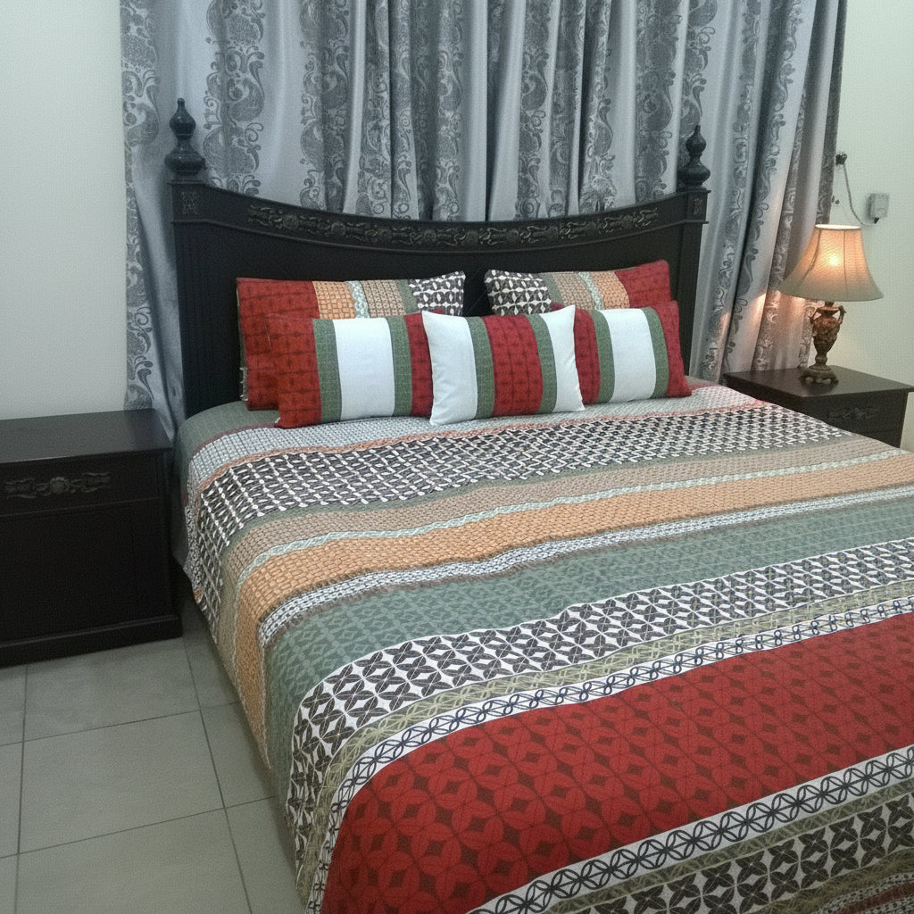 6-Pcs Designer Printed Bed Sheet Set (King)
