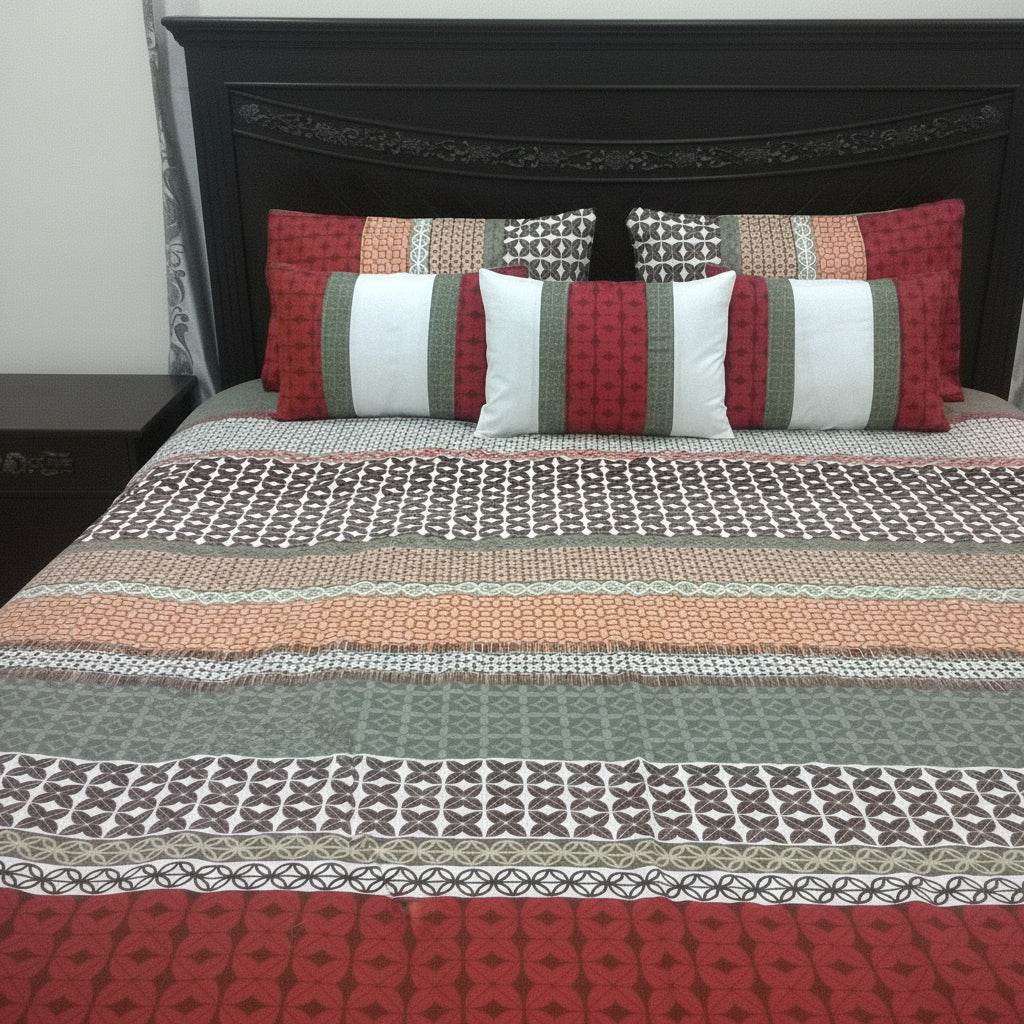 6-Pcs Designer Printed Bed Sheet Set (King)