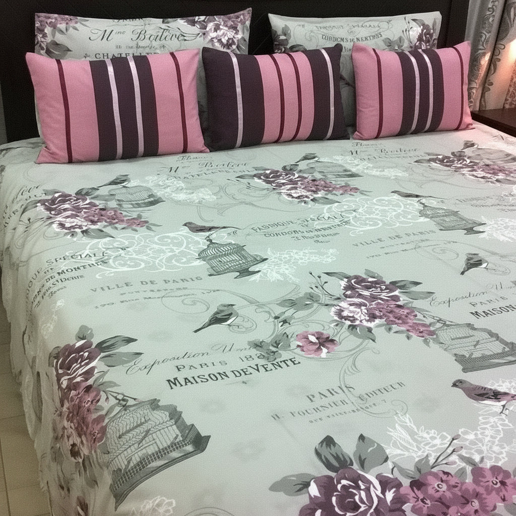 6-Pcs Designer Printed Bed Sheet Set (King)